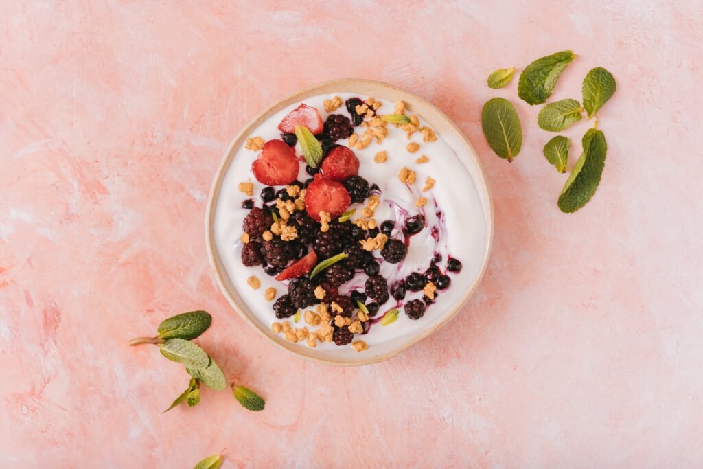 Breakfast Smoothie Bowl with Fruit and Nuts